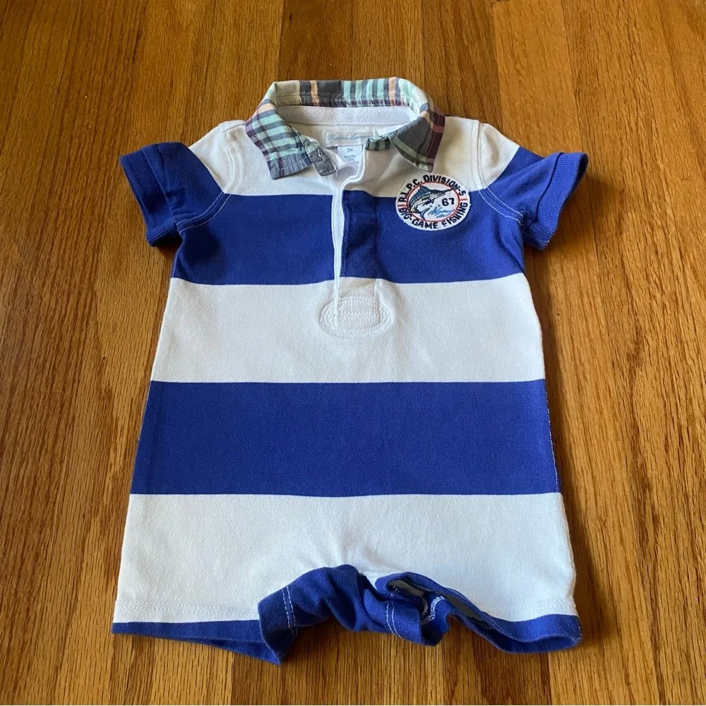 Ralph Lauren Striped with Patch Baby Boy Romper